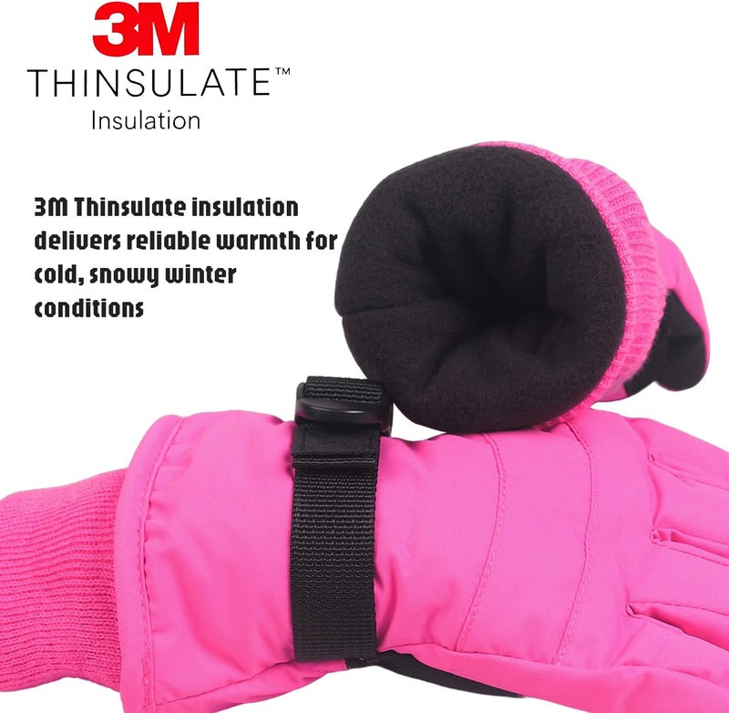 XTACER Long Cuff Gloves Kid's Winter Warm Cold Weather Gloves for Skiing Snow Snowboardfor Girls Boys Children (Hot Pink-Long Cuff, 4-6 Years) - Image 3